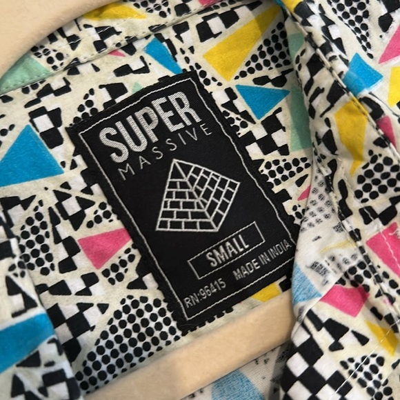 Super Massive Abstract Print Button Up Hawaiian Shirt - Picture 3 of 3